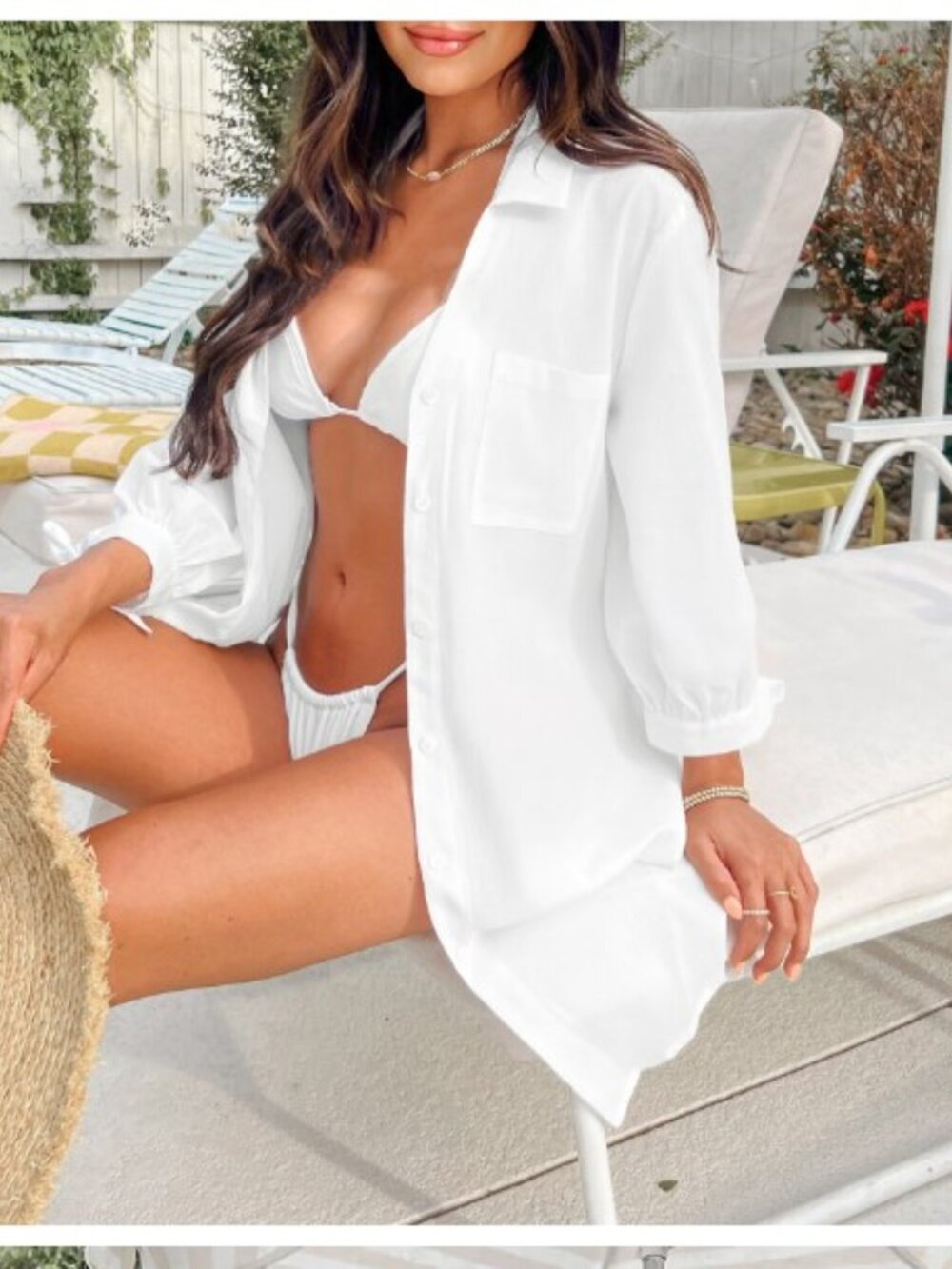 Cupshe Beach Seersucker Cover Up NWT - White Medium